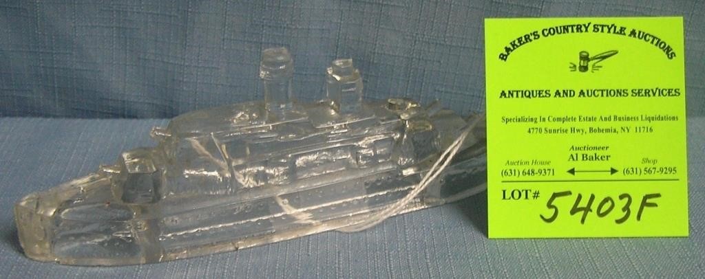 Early glass ocean liner candy container