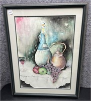 Water Color Art by Ester Framed in Gray Wood