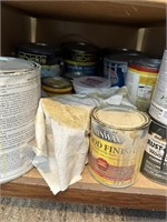 gallon paint cans and wood finish