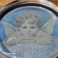 Vintage 1990s Thomas Cathey Foil Angel Paperweight