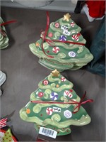 2 Sets of 6 Christmas Tree Plates by Apple Tree