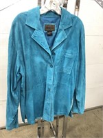 Turquoise blue suede leather jacket size L