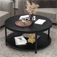 NSdirect 36 inches Round Coffee Table, Rustic Woo