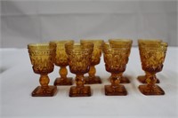 Eight Indiana Glass amber cordial glasses, 3.75"H