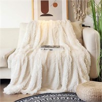 Decorative Soft Faux Fur Blanket,Solid R