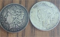 1885 Morgan Dollar/1928 Peace Dollar