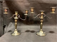 Pair of Silver-Plate on Copper Candle Holders