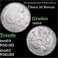 1957 Czechoslovakia 10 Korun Km: 48 Grades Choice