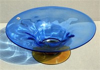 Blenko Amethyst Centerpiece Optic Ribbed Bowl