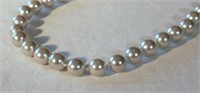 8mm Real Silver Gray S Sea Pearl Round Necklace