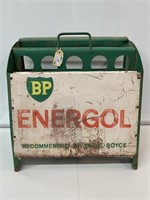 BP Energol Oil Bottle Rack With Screen Print Sign