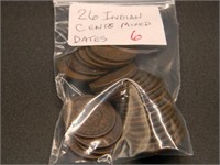 Bag (26) Indian Cents Mixed Dates G/VG