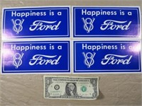 4 "Happiness is a V8 Ford" Decal Stickers, 8in X