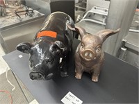 (2) Small Pig Statues