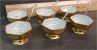 SET OF 6 ANTIQUE SALT DIPS W/ SPOONS - GERMANY