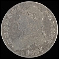 1827 BUST HALF DOLLAR VG, MARKS