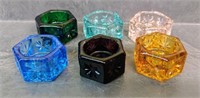 6 PC SET COLORED GLASS SALT DIPS