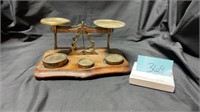 Antique jewelers scale with weights