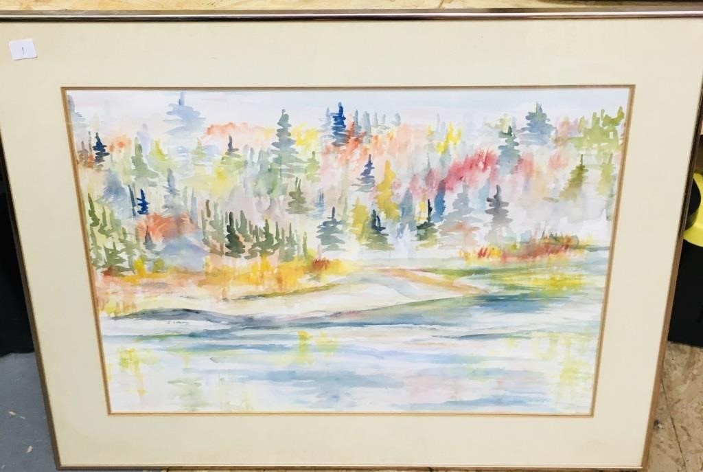Large E.Coleman Watercolor Painting