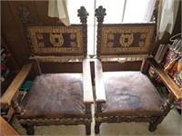 Pair of Antique Wood Framed Chairs