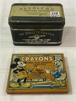 Lot of 2 Tin Crayon Boxes Including