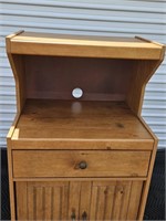 Wooden microwave cabinet w/ drawer and storage