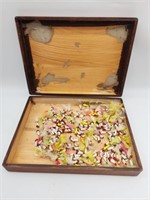 Wooden Box of Fishing Lures