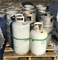 Pallet of eleven propane tanks for forklifts