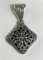 Large Solid Sterling Bali Made Pendant 14 Grams