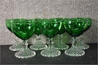 Anchor Hocking Green Bubble Foot Cocktail Glasses