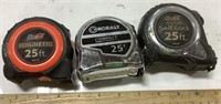 3 Tape measures- KomPro, Kobalt