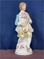 Vintage porcelain figurine Man playing instrument