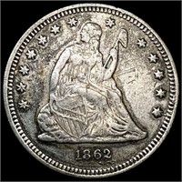 1862 Seated Liberty Quarter NEARLY UNCIRCULATED