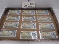 12 - 1973 one dollar bills