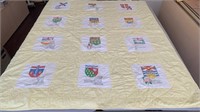 Vintage Canadian Province Patch Quilt 62 x 72