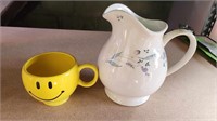 Smiley face mug and pitcher