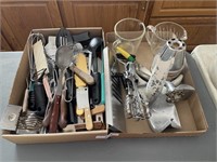 2 BOXS OF KITCHEN UTINSELS AND ITEMS