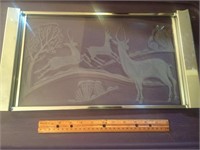 Etched Glass Deer Serving Tray