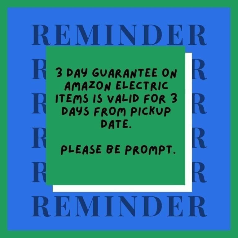 3 DAY GUARANTEE ON AMAZON ELECTRICAL ITEMS