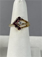 14K Ladies Diamond Ruby Rubellite Tourmaline Ring
