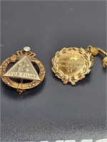 Two 10K Gold Lapel Pins