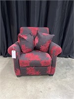 BLACK AND RED UPHOLSTERED CLUB CHAIR
