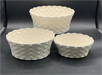 Vintage FF Japan Ceramic Basket Lattice Bowls