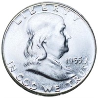 1955 Franklin Half Dollar NEARLY UNCIRCULATED