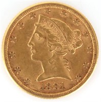 1881-P 90% GOLD $5 LIBERTY HEAD COIN