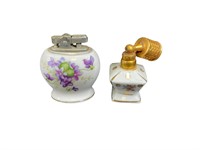 Antique Porcelain Lighter & Perfume Bottle