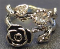 925 stamped gemstone flower ring size 8