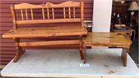 Bench and stool,  bench measures approximately 34