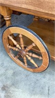 Rolling table with wagon style wheels , measures