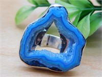 GEODE SLICE RING SIZE 7 ROCK STONE LAPIDARY SPECIM